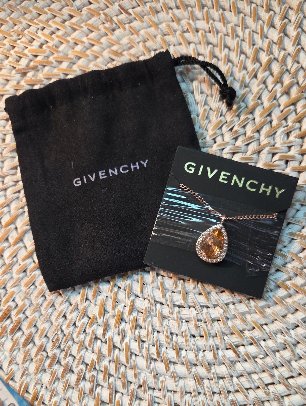 Givenchy Rose Gold Teardrop Necklace with Champagne Center Stone